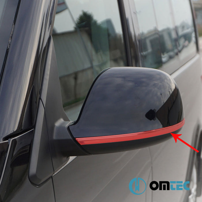 Mirror Trim 2 Pcs. S.Steel (Gloss) (Red) - Volkswagen T5 Caravelle - VAN T5 FL - (2010 - 2015)