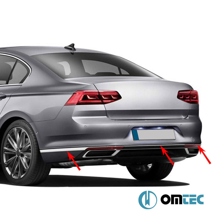 Rear Bumper Streamer 3 Pcs. S.Steel (Gloss) - Volkswagen Passat - SW 3G(B8) - (2015 - 2019)