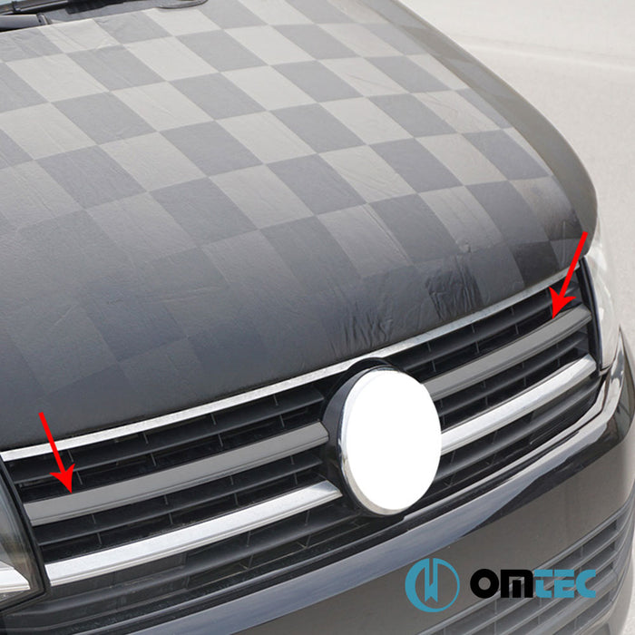 Front Grill 2 Pcs. S.Steel (Black Chrome) - Volkswagen T6 Caravelle - VAN T6 PRE-FL - (2015 - 2019)