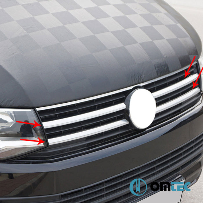 Grille de calandre - Baguette chromée en inox (Brillant) - Volkswagen T6 Caravelle - VAN T6 PRE-FL - (2015 - 2019)