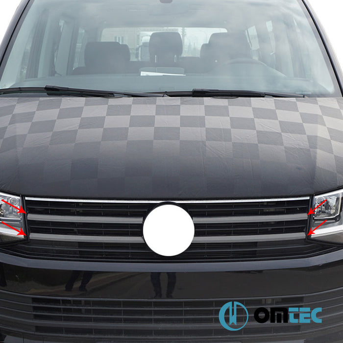 Grille de calandre - Baguettes chromées en inox - 4 pièces ( Chrome Noir ) - Volkswagen T6 Caravelle - VAN T6 PRE-FL - (2015 - 2019)