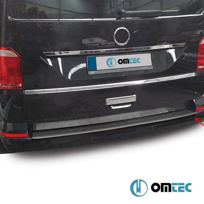 Rear Bumper Sill Cover S.Steel (Black-Brushed) (Tailgate) - Volkswagen T6 Caravelle - VAN T6 - (2015 - 2022)