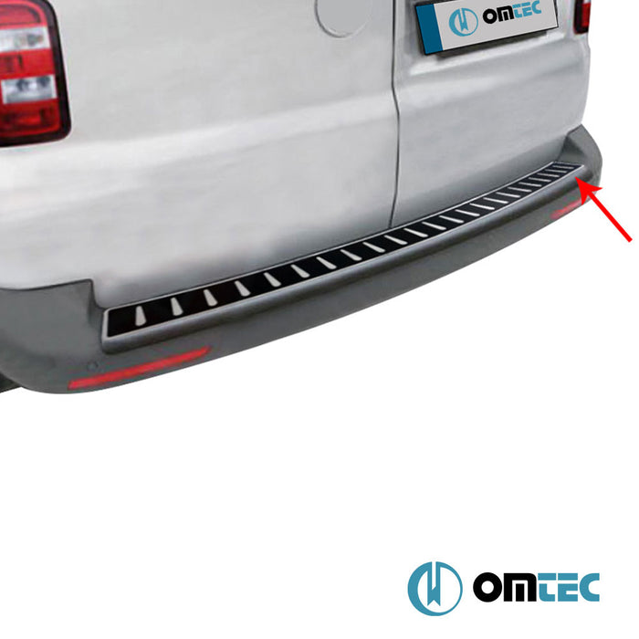 Carbon Foiled Plain Rear Bumper Sill Cover S.Steel (Tailgate) - Volkswagen T5 Caravelle - VAN T5 - (2003 - 2015)