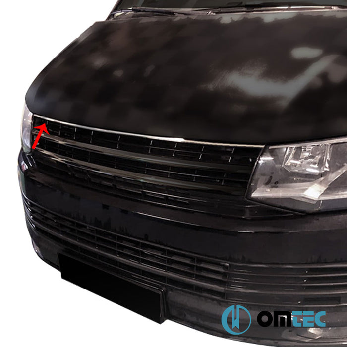 Front Grill Upper Bonnet Streamer S.Steel (Without Logo) - Volkswagen T6 Caravelle - VAN T6 PRE-FL - (2015 - 2019)