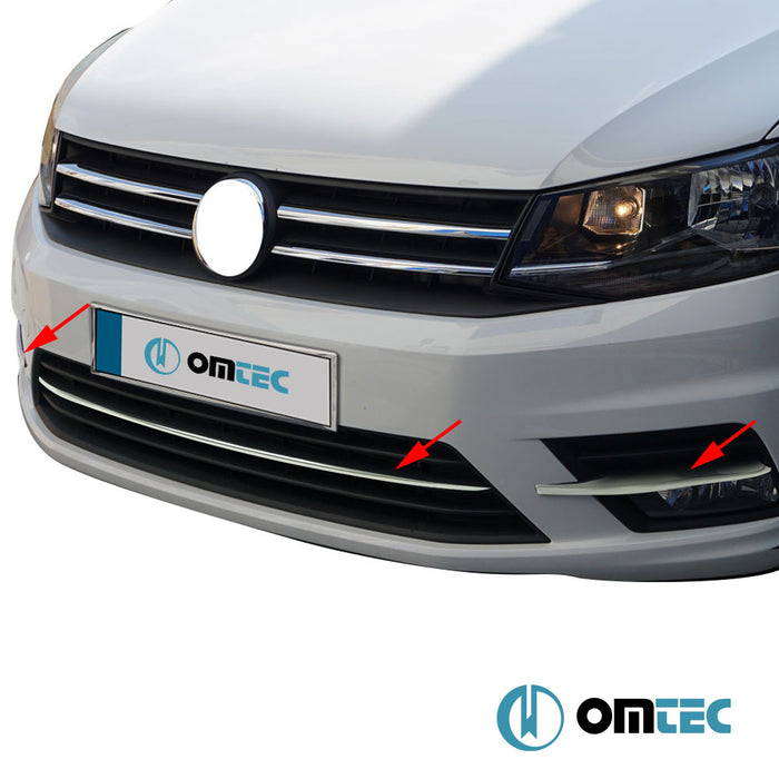 Front Bumper Streamer 3 Pcs. S.Steel (Gloss) - Volkswagen Caddy - MVN 2K FL II - (2015 - 2020)