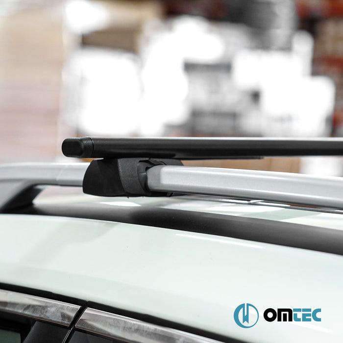 Barres De Toit Transversales (Solidbar-BLT V1) Noir 2 Pcs. Acier - Kia Sportage - SUV NB - (1993 - 2004)