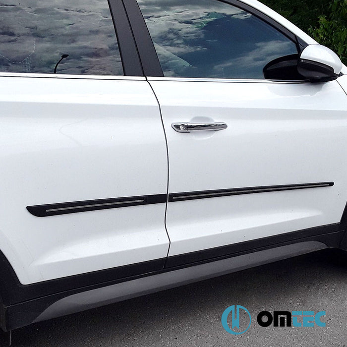 Side Door Streamer 4 Pcs. PP + S.Steel - Kia Sportage - SUV QL - (2015 - 2021)
