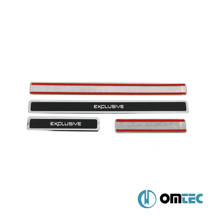 Universal Exclusive Door Sills 4 Pcs.S.Steel (Gloss) (500-220mm-Carbon Foiled) - Hyundai İ10 - HB 5D AC3 - (2019 - )