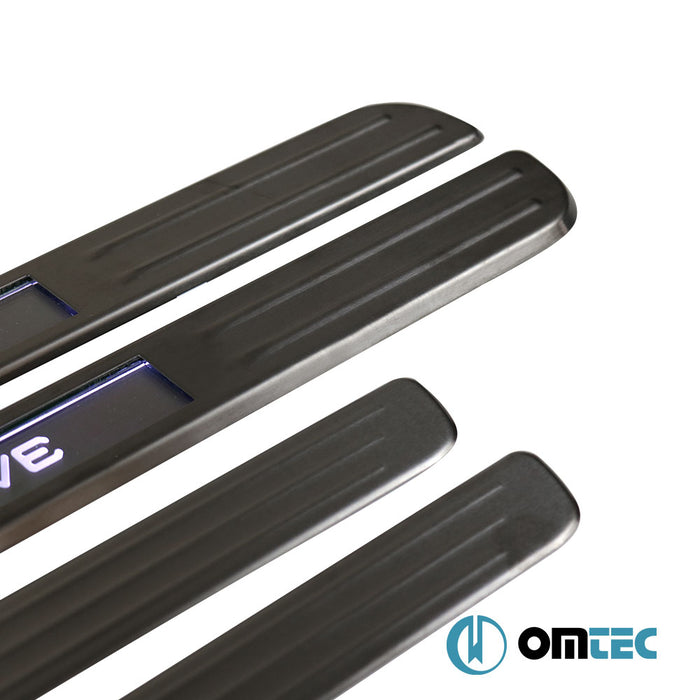 Door Sill Cover Illuminated (Exclusive-45X27cm) 4 Pcs. S.Steel (Black Brushed) - Universal