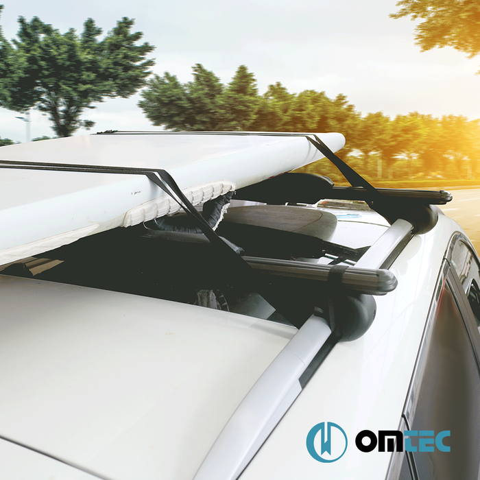 Roof Bar Pad L (85cm-w/o Omac Logo) 2 Pcs. w/Buckle Tie Down Straps (3m) - Universal