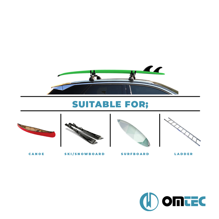 Roof Bar Pad S (48cm-w/o Omac Logo) 2 Pcs. w/Buckle Tie Down Straps (3m) - Universal