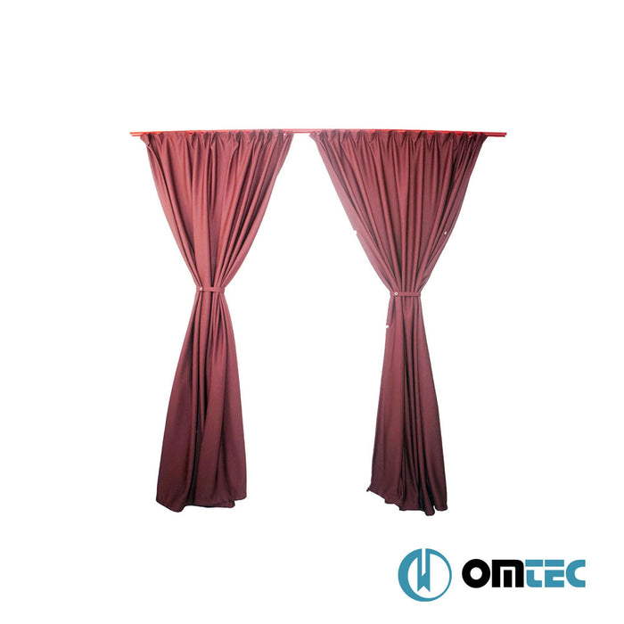 Cabin Separator Red (Rail 180cm/Curtain 130cm) 4 Pcs. - Universal