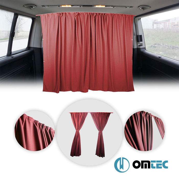 Cabin Separator Red (Rail 180cm/Curtain 130cm) 4 Pcs. - Universal