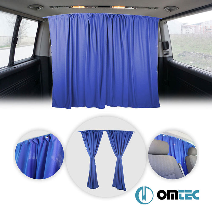 Cabin Separator Dark Blue (Rail 180cm/Curtain 160cm) 4 Pcs. - Universal