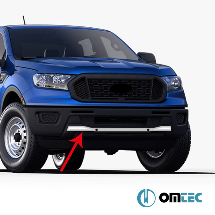 Ön Tampon Difüzör Çıtası 3 Prç. P.Çelik (Parlak) - Ford Ranger - PK T6 FL-I/FL-II - (2015 - 2022)