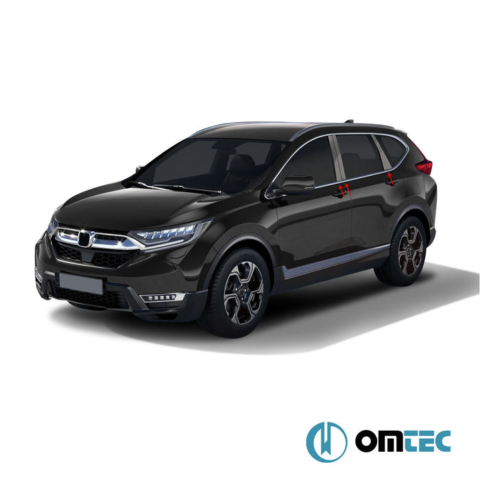 Pilier central - Baguette Chromée en inox (Noir) - 6 pièces - Honda Cr-V - SUV V - (2016 - 2022)