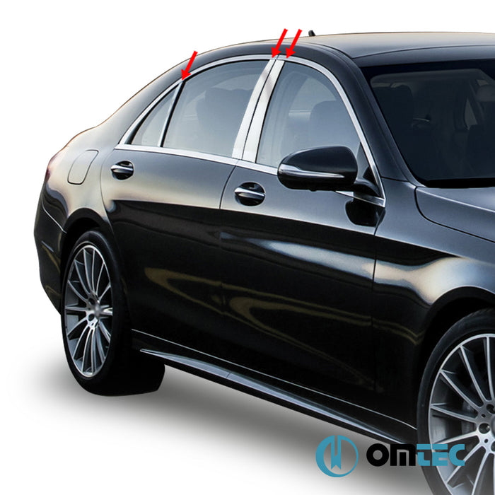 B-Pillar Cover 6 Pcs. S.Steel (Gloss) - Mercedes-Benz S-Class - SD W221 FL - (2009 - 2013)