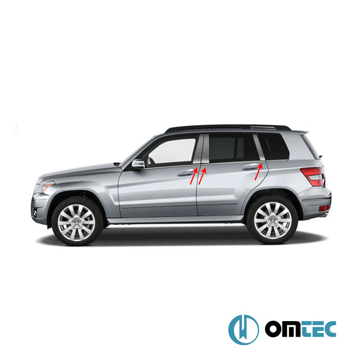 Pilier central - Baguette Chromée en inox (Noir) - 6 pièces - Mercedes-Benz Glk - SUV X204 FL - (2012 - 2015)