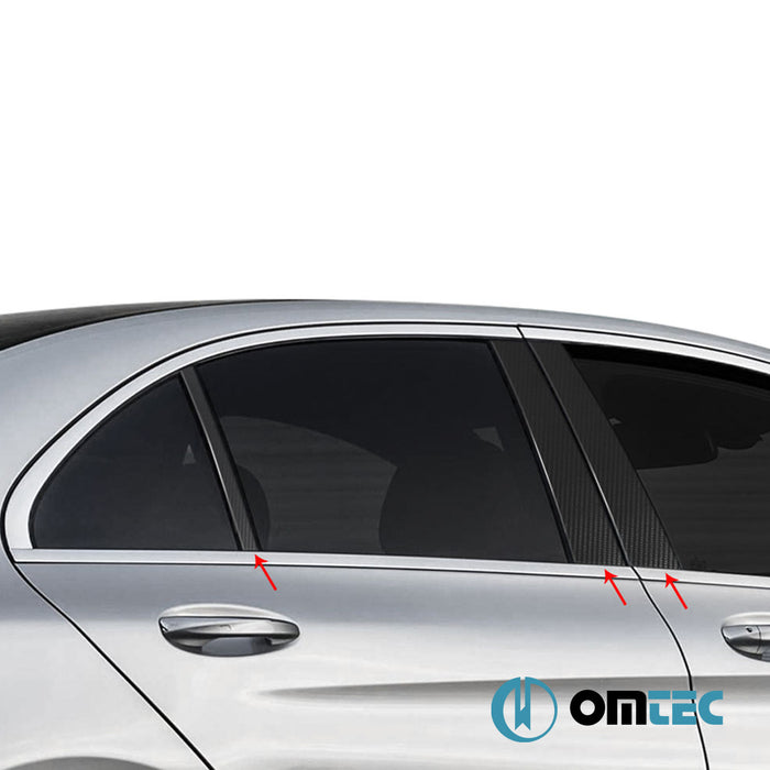 B-Pillar Cover 6 Pcs. S.Steel (Carbon Foiled) - Mercedes-Benz C-Class - SD W205 - (2014 - 2021)