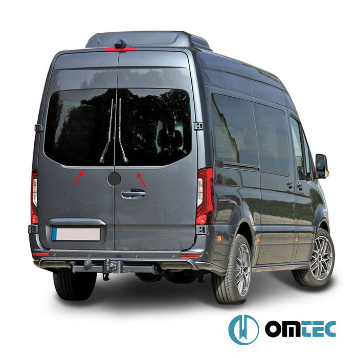 Vitres arrières - Baguette inférieure chromée 2 Pcs.en inox (Brillant) (Double Porte) - Mercedes-Benz Sprinter - VAN W907 - (2018 - )