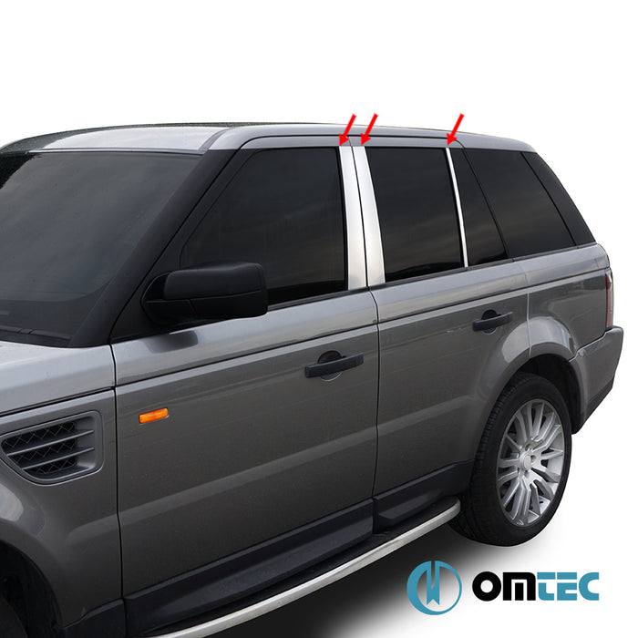 B-Pillar Cover 6 Pcs. S.Steel (Gloss) - Land Rover Range Rover Sport - SUV L320 - (2005 - 2013)